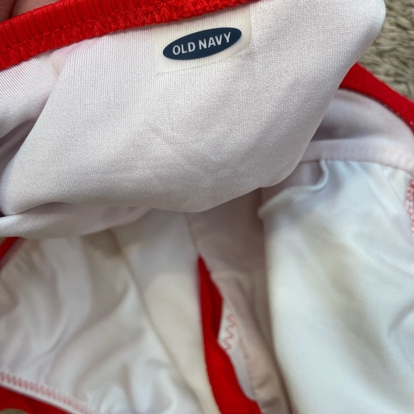 New With Tags Old Navy Red Ruffle Halter One-Piece Swimsuit Ribbed Texture Small - Picture 6 of 7